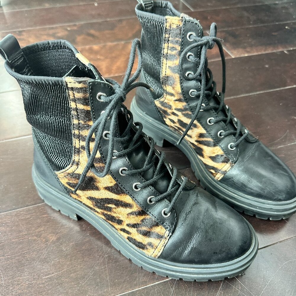 Women's Black & Leopard Combat Boots